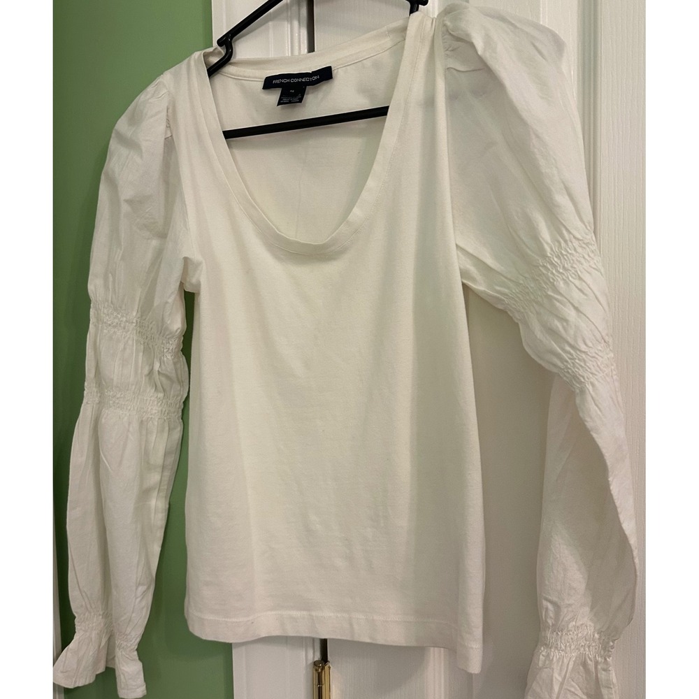 French Connection Puff‎ Sleeve Top Smocked Long Sleeve Blouse XS